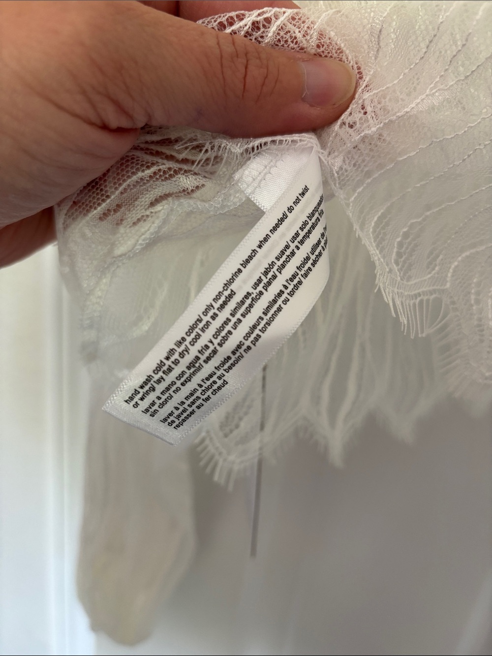 Eloquii Sheer Ivory Fringe Lace Long Sleeve Crop Top - Picture 6 of 9